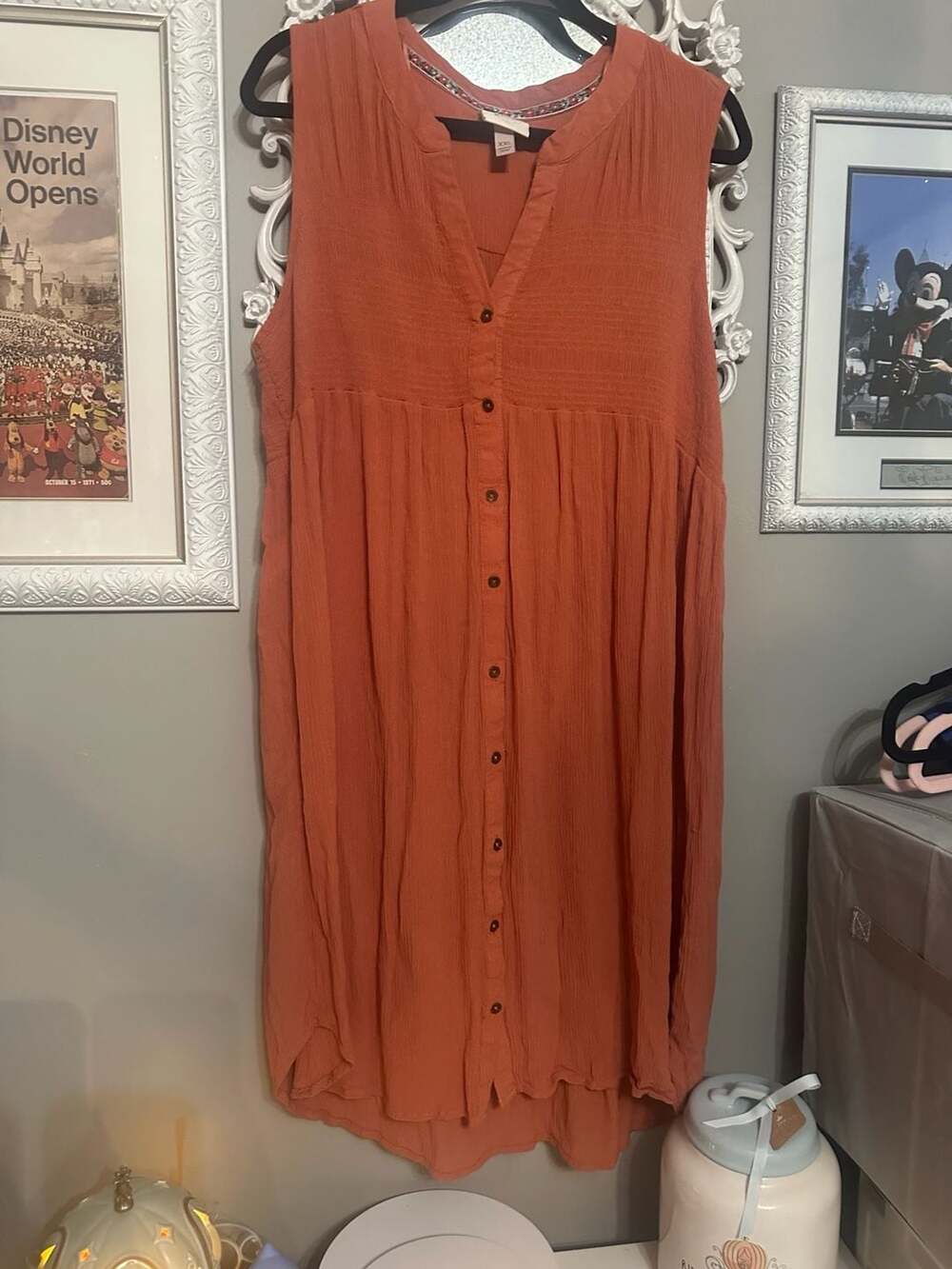 Knox Rose Sleeveless Button-Front Midi Dress Size XXL